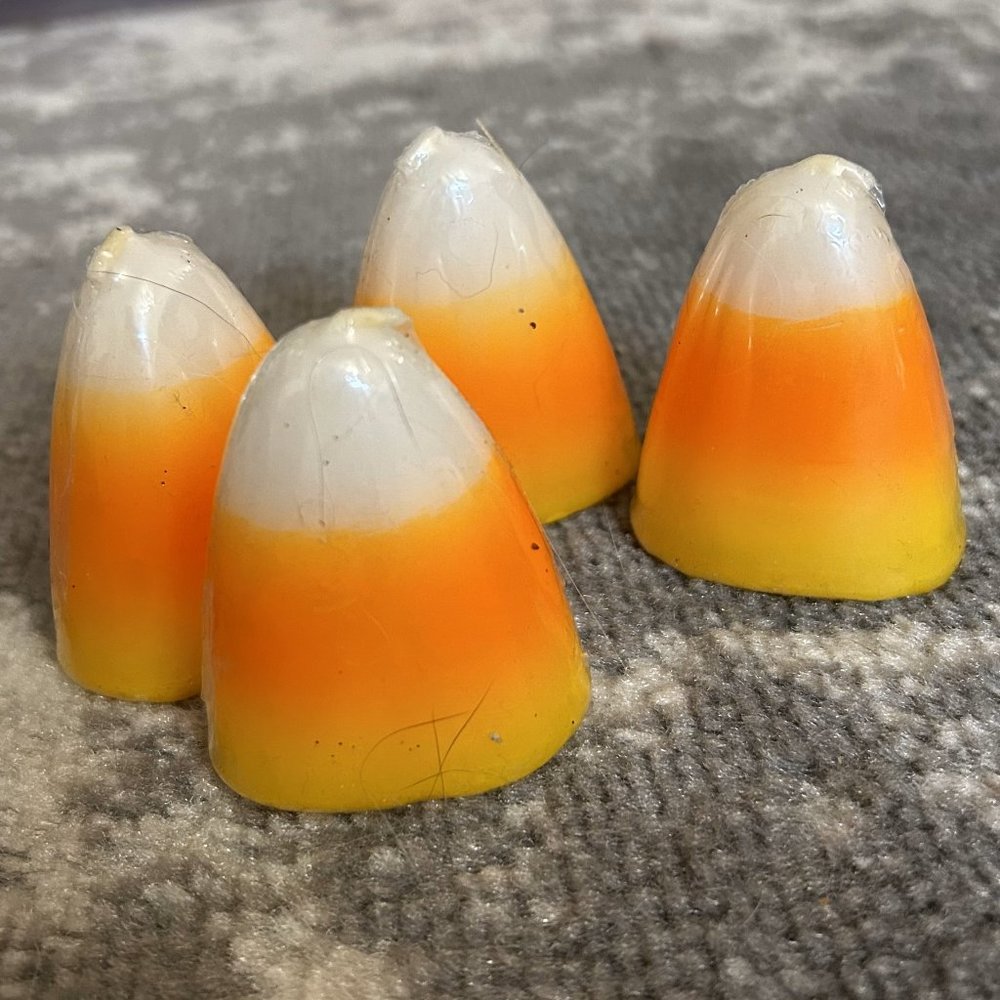 Four Candy Corn Shaped Scentless Candles